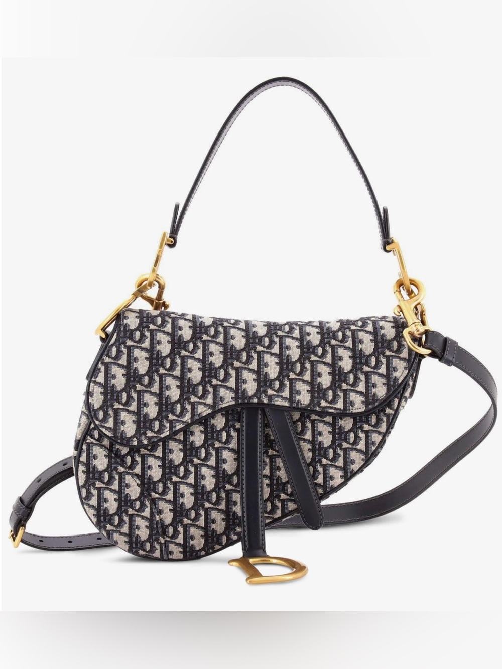 Dior Black and Ivory Oblique Saddle Crossbody Bag
